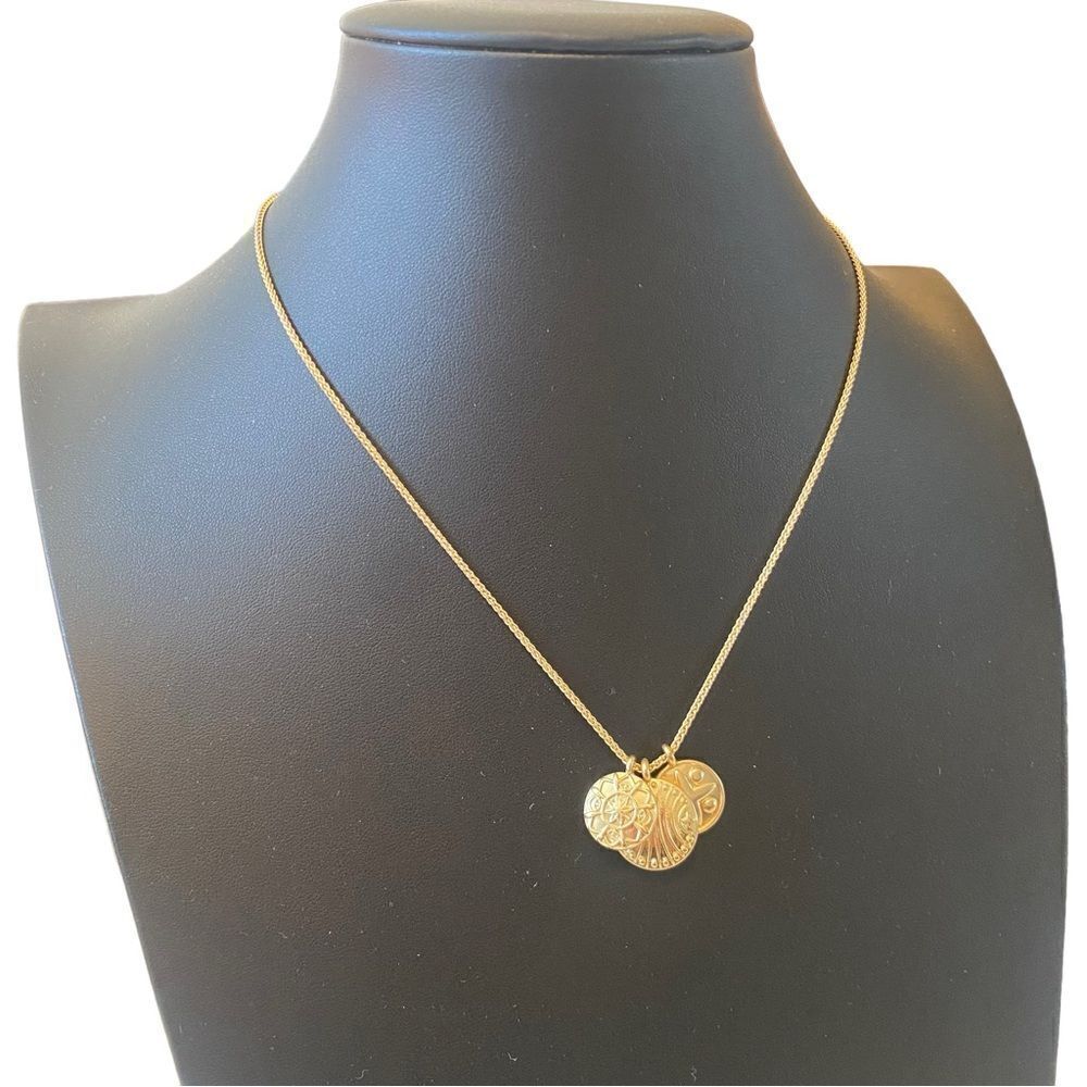 Gold Toned Coin Charm Necklace. - Picture 2 of 6